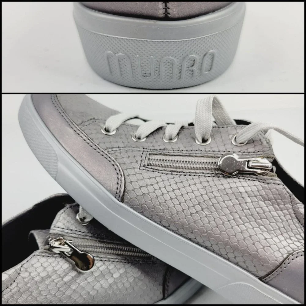 Munro "Gabbie" Leather Gray Sneakers_7